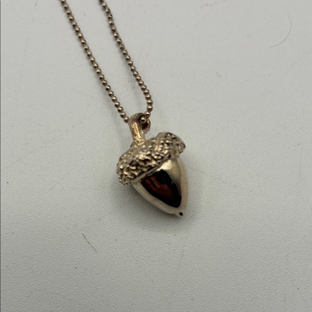 Elegant Sterling Silver Acorn Pendant Necklace 24” chain